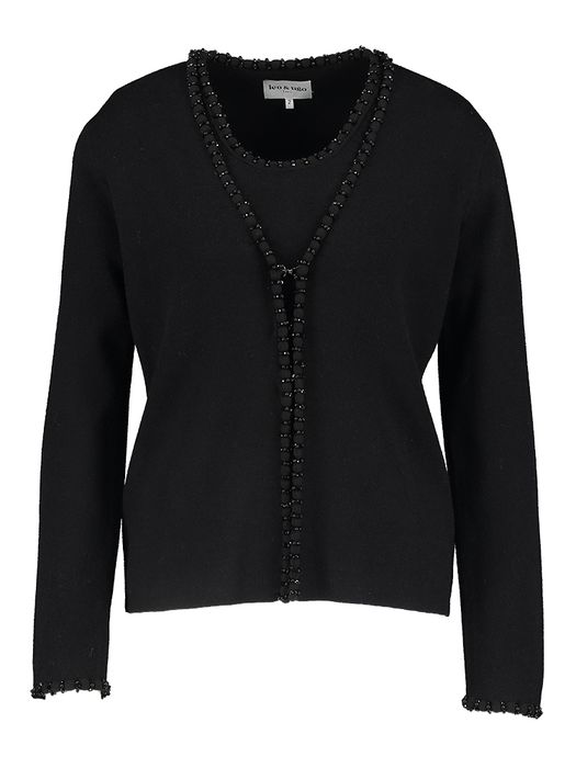 Zwarte twinset met parels Leo&Ugo