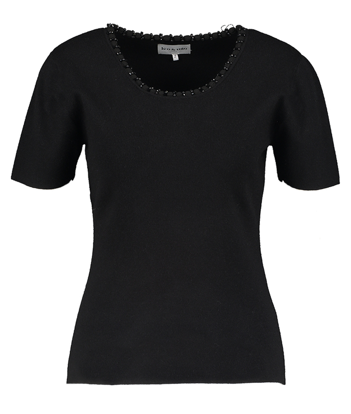 Zwarte twinset met parels Leo&Ugo 