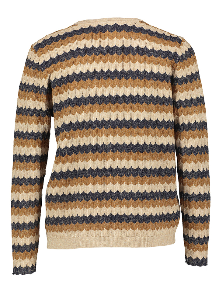 Nay en beige twinset met motief en sierlijke knopen Leo&Ugo