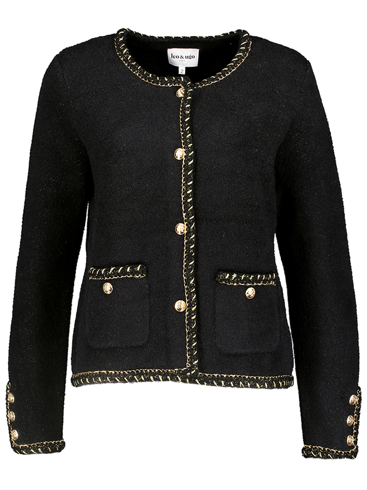 Zwarte cardigan met gouden details Leo&Ugo 