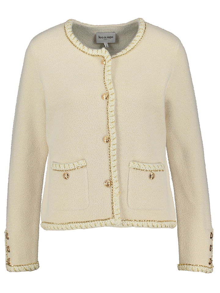 Beige gilet met gouden details Leo & Ugo