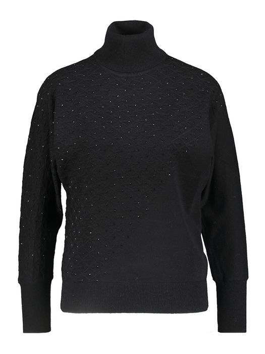 Zwarte trui met rolkraag en strass Leo&Ugo