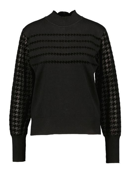 Zwarte trui met knopen en doorzichtige mouwen Leo&Ugo