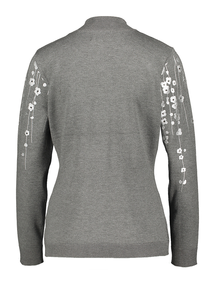 Grey lurex trui met zilveren bloemen Leo&Ugo