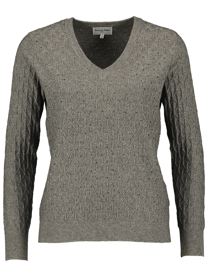 Grijze trui met glitter detail Leo & Ugo 