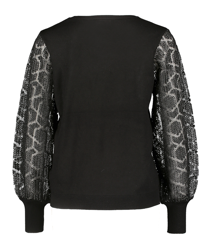Zwarte trui met doorzichtige mouwen Leo&Ugo 