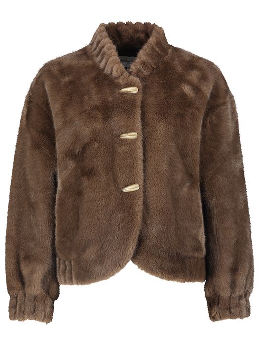 Donkerbruine fluffy jas Leo & Ugo