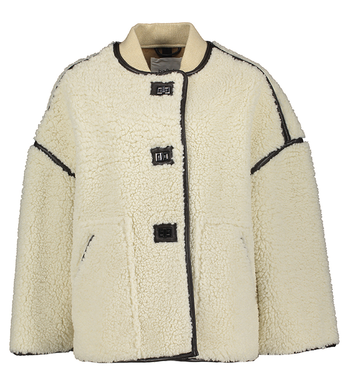 Witte jas met zwart detail in teddy stofMaury Ba&sh