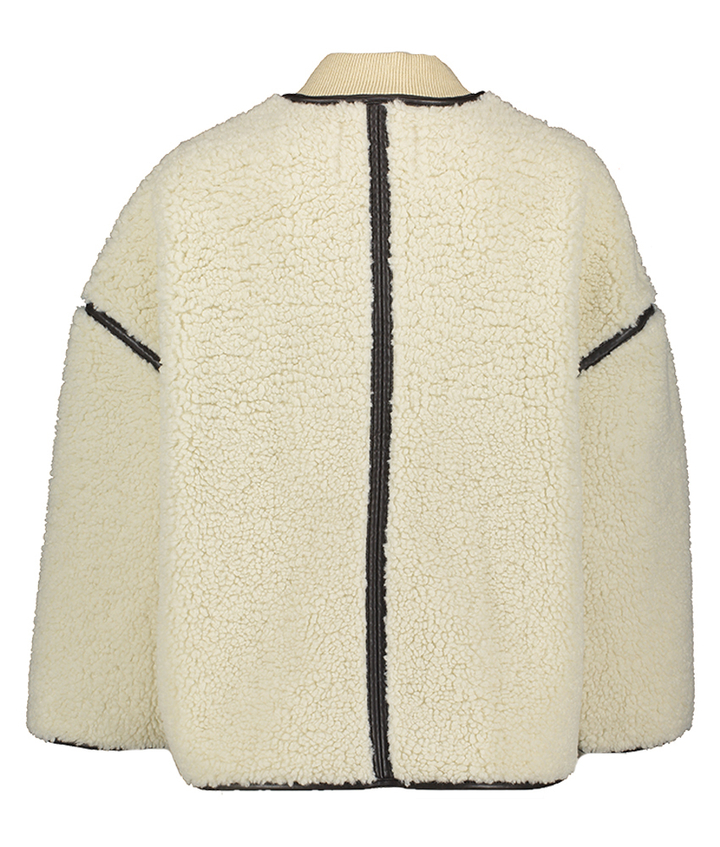 Witte jas met zwart detail in teddy stofMaury Ba&sh