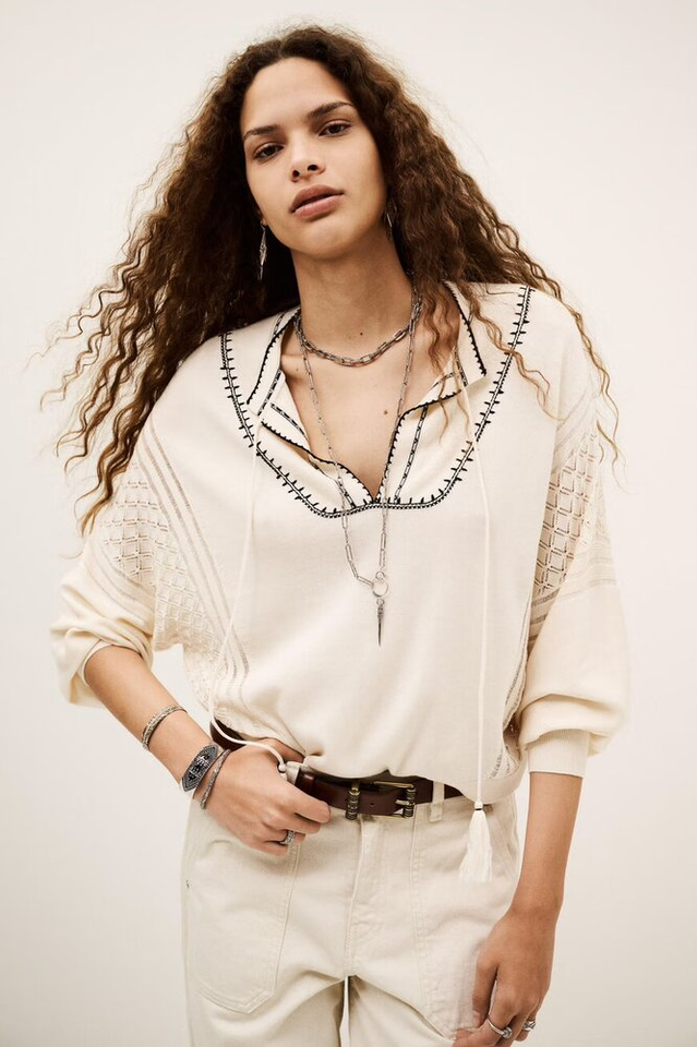 Ecru pull met zwarte details Bausca BA&SH