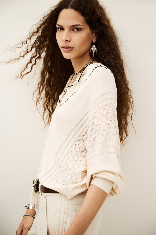Ecru pull met zwarte details Bausca BA&SH