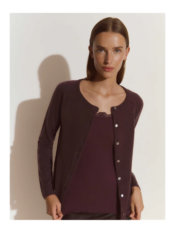 Bruine cardigan met wol Rosemunde