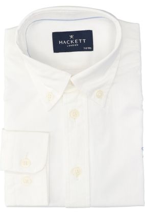Hackett Wit katoenen hemd (regular fit) met lange mouwen