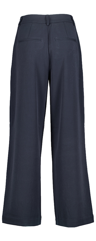 Donkerblauwe wijde broek met bandplooi Henrika MSCH