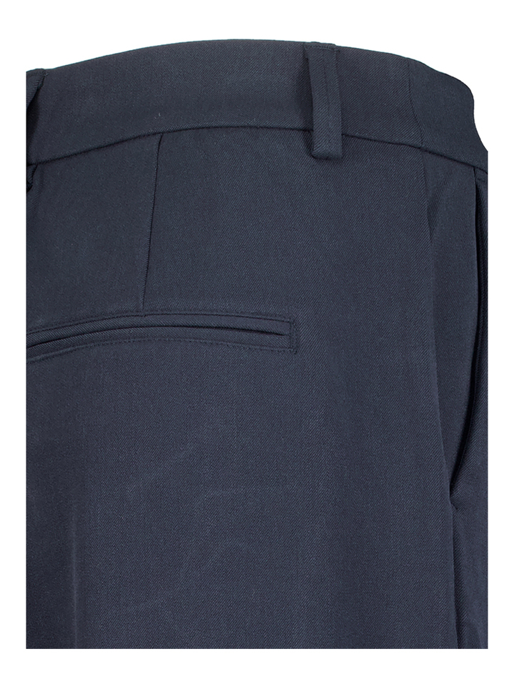 Donkerblauwe wijde broek met bandplooi Henrika MSCH