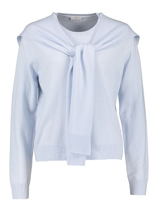 Lichtblauwe wollen pull met ronde hals Riani