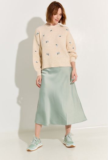 Groene glanzende rok met elastiek Yaspella Y.A.S