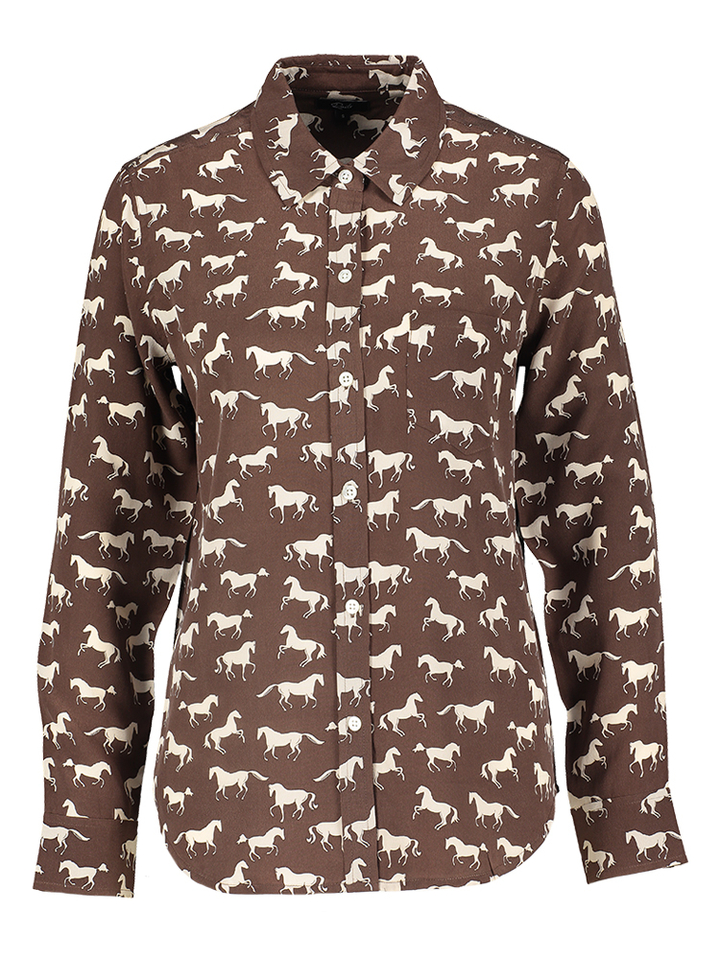 Donkerbruine blouse met print Kate Rails
