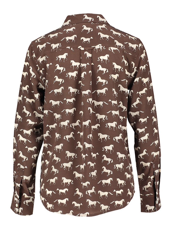 Donkerbruine blouse met print Kate Rails