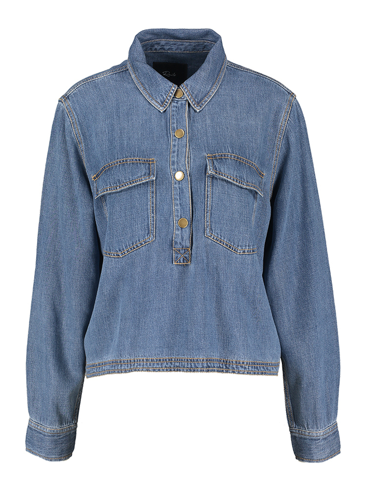 Blauwe jeansblouse met opgestikte zakken Ports Rails