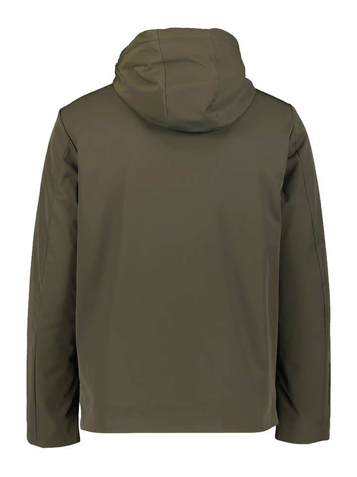 Kaki jas met rits en kap Shikoku People