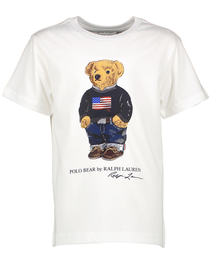 Witte katoene t-shirt met beer Ralph Lauren