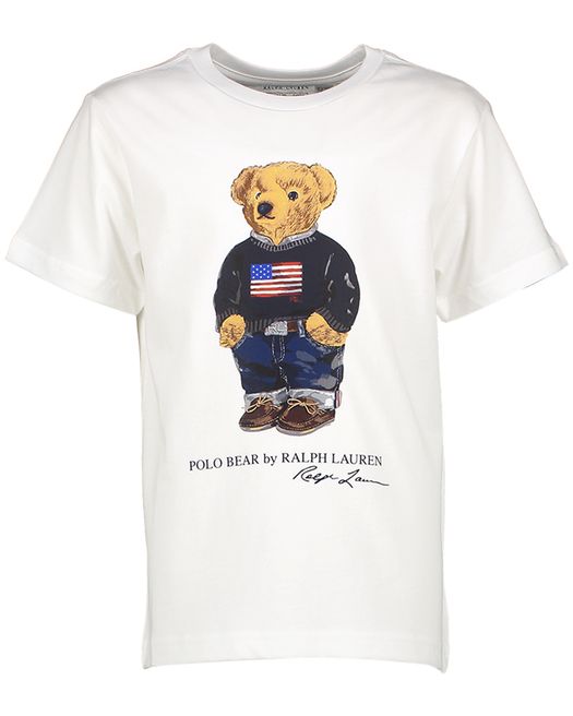 Witte katoene t-shirt met beer Ralph Lauren