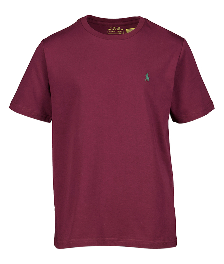 Bordeaux katoenen t-shirt met ronde hals en korte mouwen Ralph Lauren