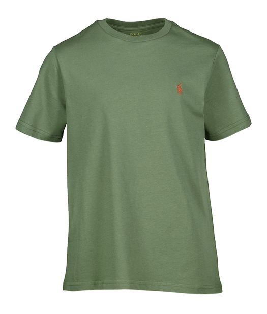 Groene katoenen t-shirt met ronde hals en katoen