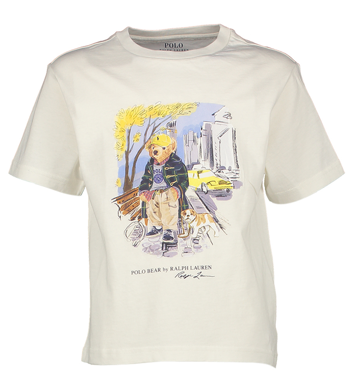 Witte katoenen t-shirt met kleurrijke opdruk Ralph Lauren