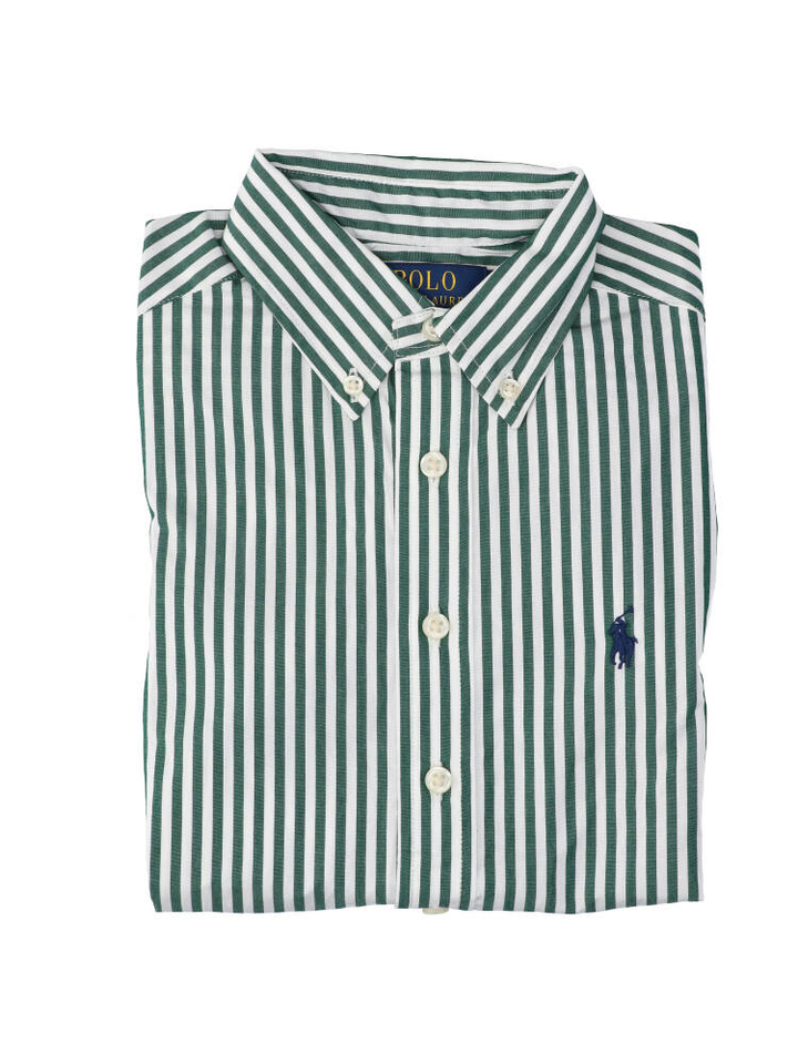 Groen en wit katoenen gestreept hemd Ralph Lauren