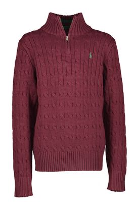Ralph Lauren Kids Bordeaux trui met kabel en opstaande kraag Ralph Lauren