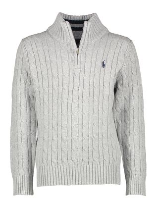 Ralph Lauren Kids Grijze trui met kabel en opstaande kraag Ralph Lauren