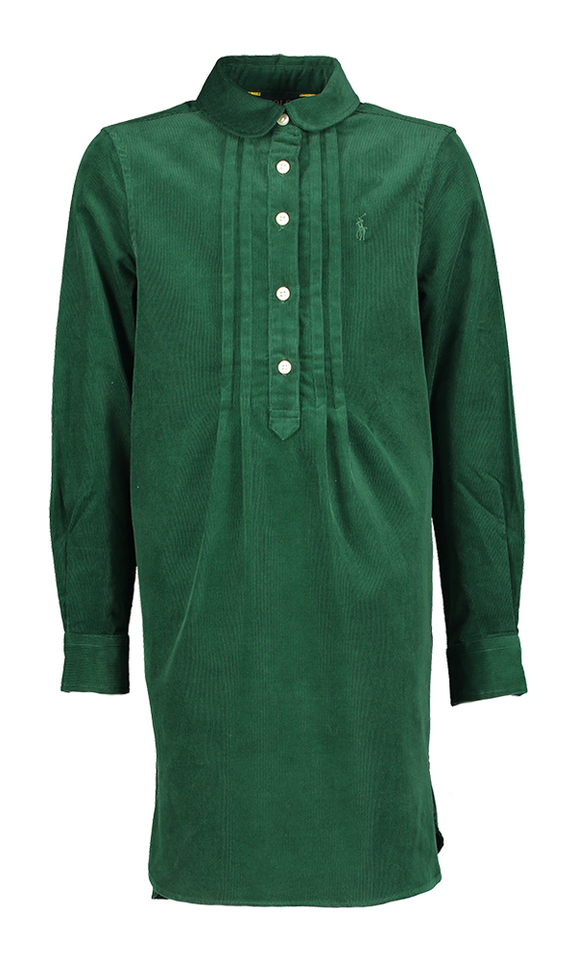 Donkergroene jurk in ribfluweel Ralph Lauren 