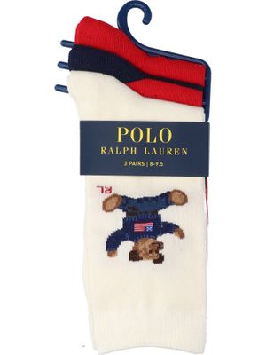 Rode tinten 3-pack kousen Ralph Lauren