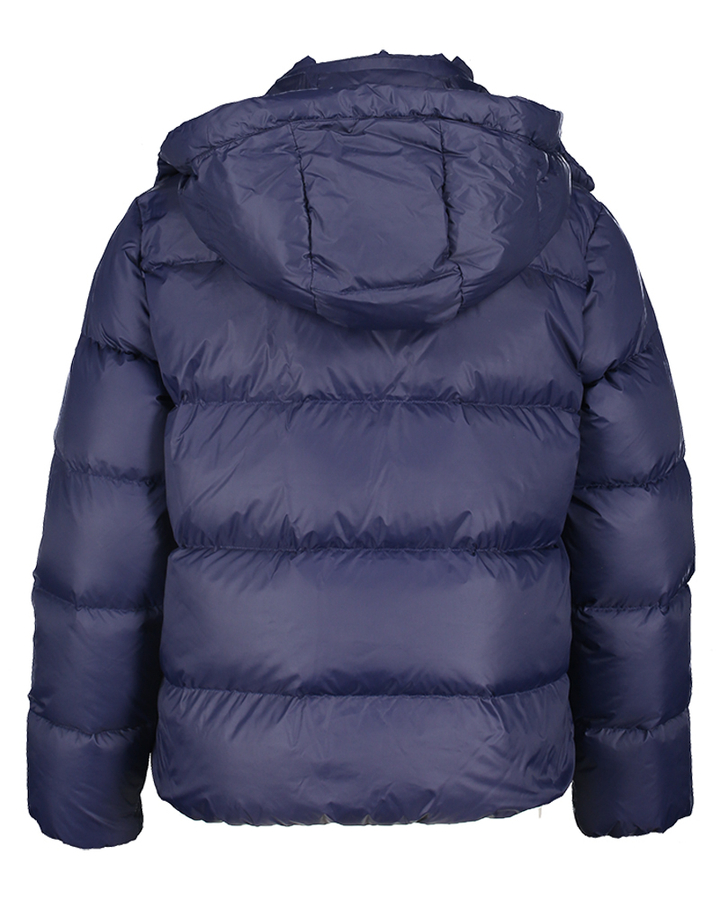 Blauwe padded jas met logo op de borst en kap Ralp Lauren