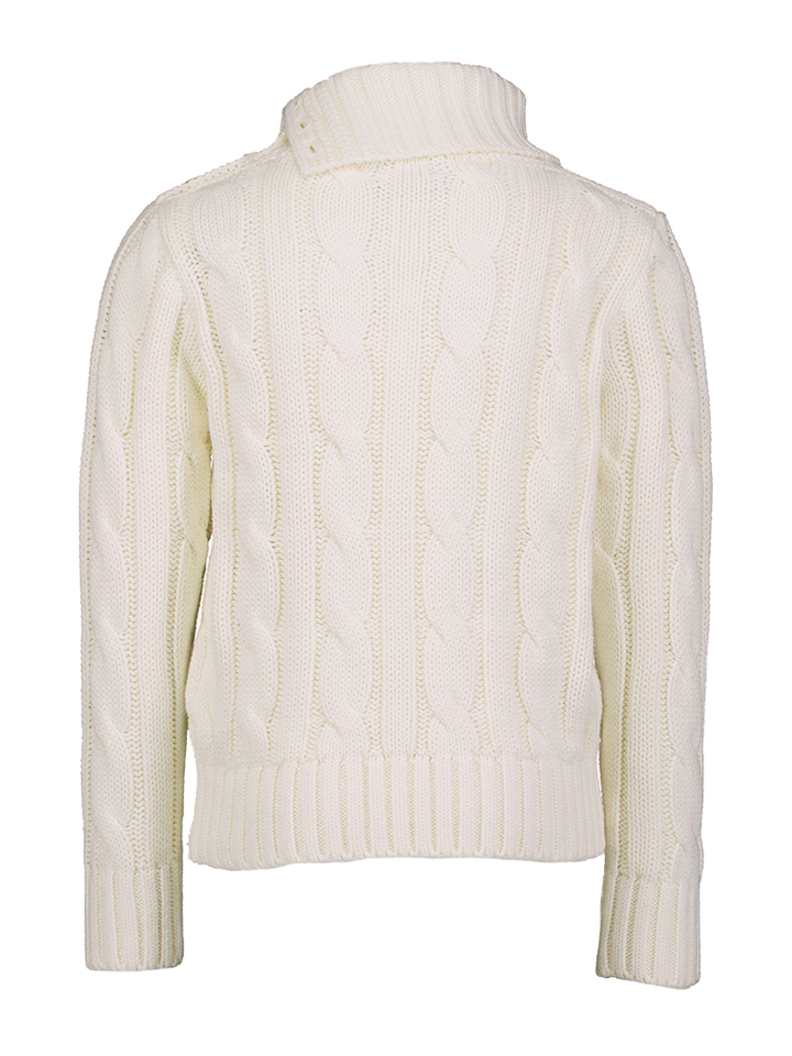 Off white katoenen pull met rolkraag in kabelstructuur Ralph Lauren