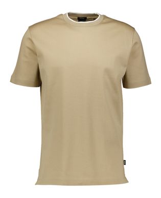 Hugo Boss Licht beige katoenen t-shirt met ronde hals en korte mouwen