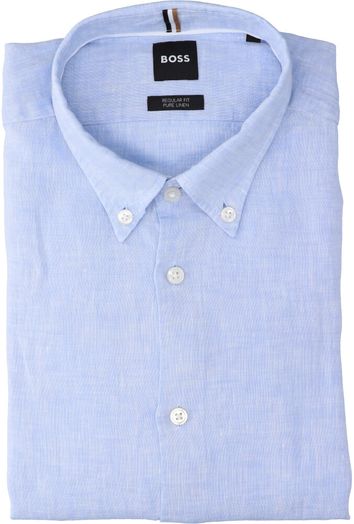 Light/Pastel Blue linnen hemd (regular fit) met lange mouwen Hugo Boss