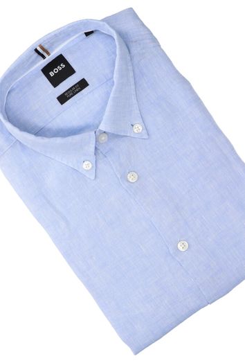 Light/Pastel Blue linnen hemd (regular fit) met lange mouwen Hugo Boss