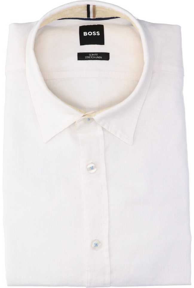 Wit linnen hemd (slim fit) met korte mouwen Hugo Boss 