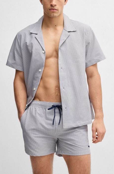 Blauw en wit gestreepte zwemshort Boss Black