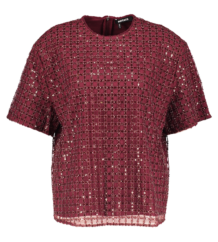 Bordeaux feestelijke bloes met pailetten Rotate 