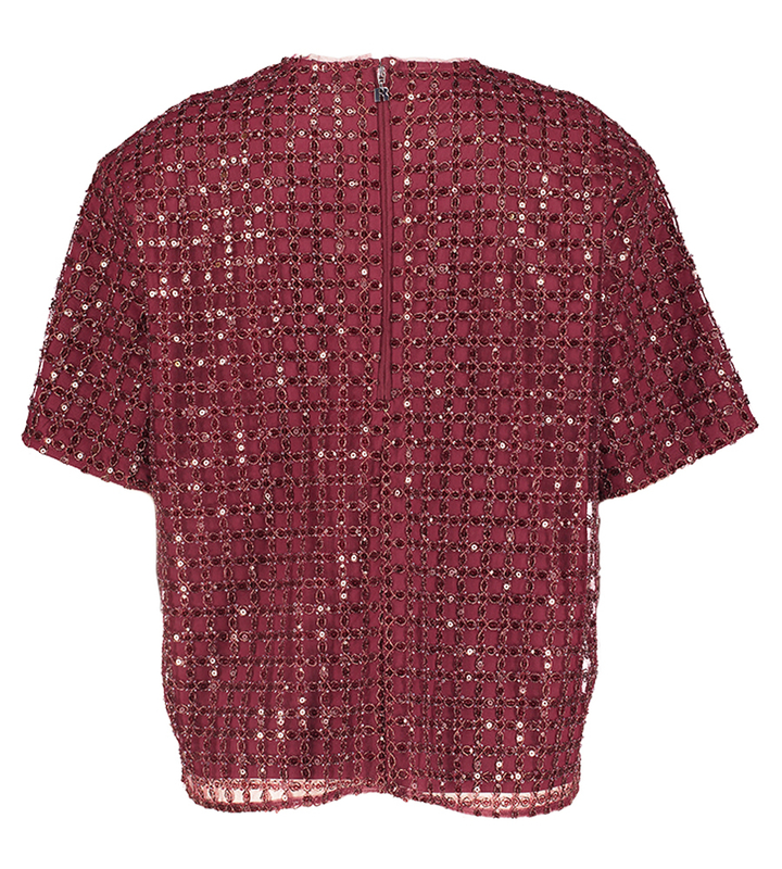 Bordeaux feestelijke bloes met pailetten Rotate 