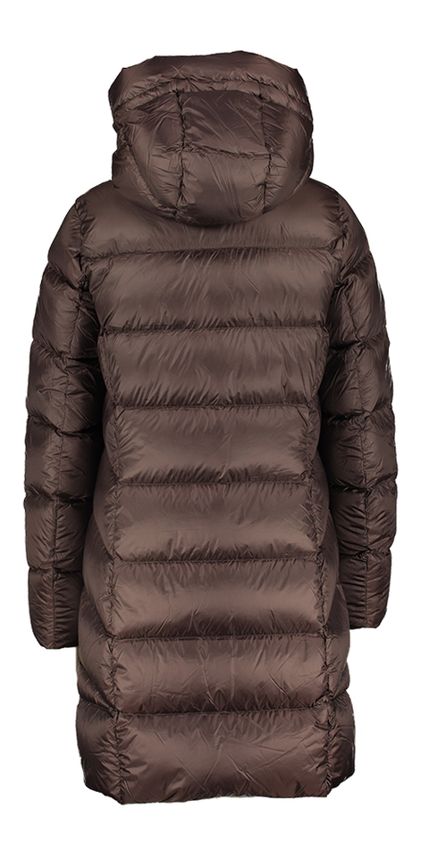 Bruine halflange padded jas met rits en kap Nagoya Reset 