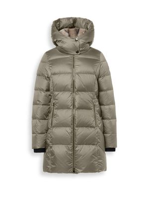 Kaki puffer jas met faux fur kraag Pargas Reset