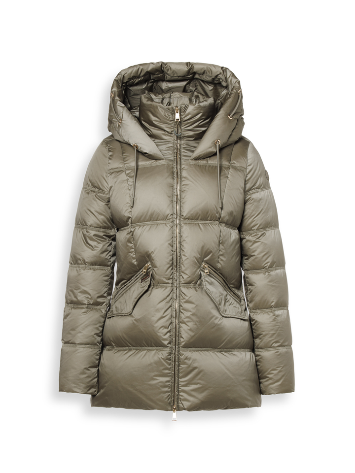 Kaki puffer jacket met kap Helsinki Reset