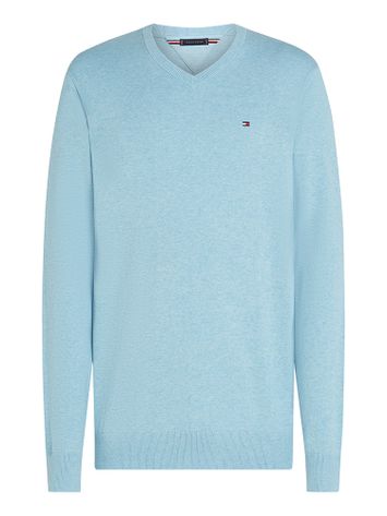Lichtblauwe pull met ronde hals Tommy Hilfiger 