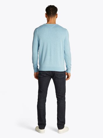 Lichtblauwe pull met ronde hals Tommy Hilfiger 