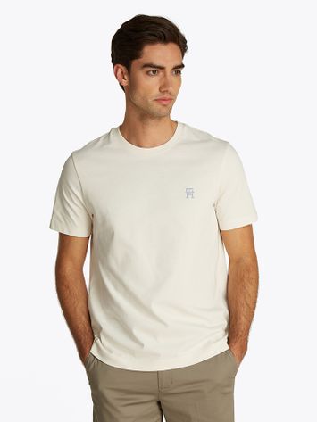 Ecru katoenen t-shirt met ronde hals Tommy Hilfiger